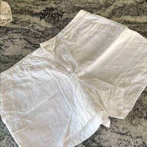 Banana Republic White High-Waist Linen-Blend Shorts